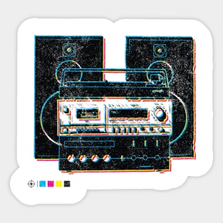 Vintage Record Player & Speakers / Turntable Cassette Player Sticker